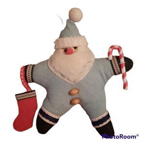 Denim Santa Ornament   